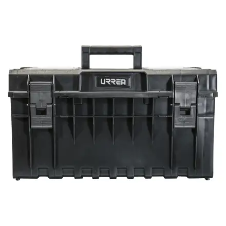 Caja portaherramientas plástica modular con compartimentos color negro 23" x 15" x 12"