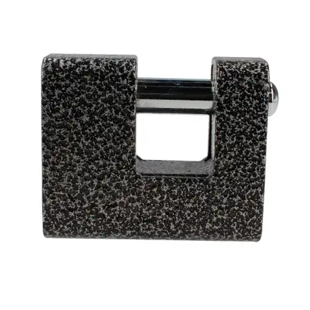 Candado de hierro para cortina metálica 70 mm, negro.