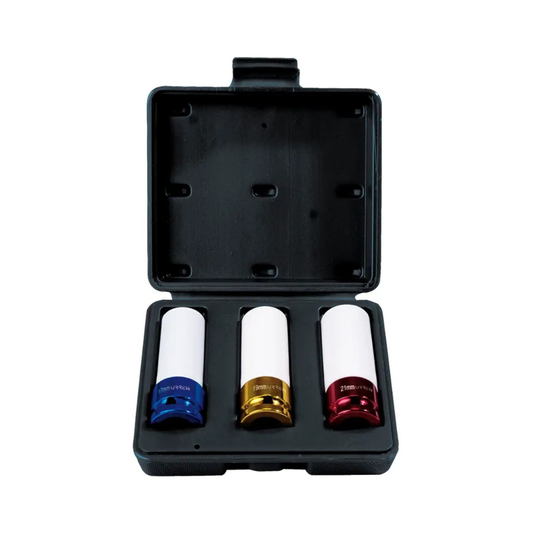 Juego de dados de impacto métricos cuadro de 1/2" con protección nylamid, 3 piezas Urrea