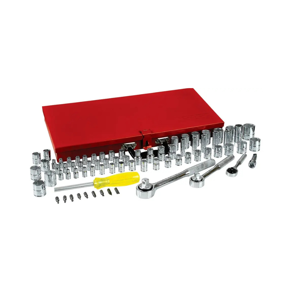 Juego de dados y accesorios cuadro de 1/4", 3/8" y 1/2" combinado, 76 piezas Urrea