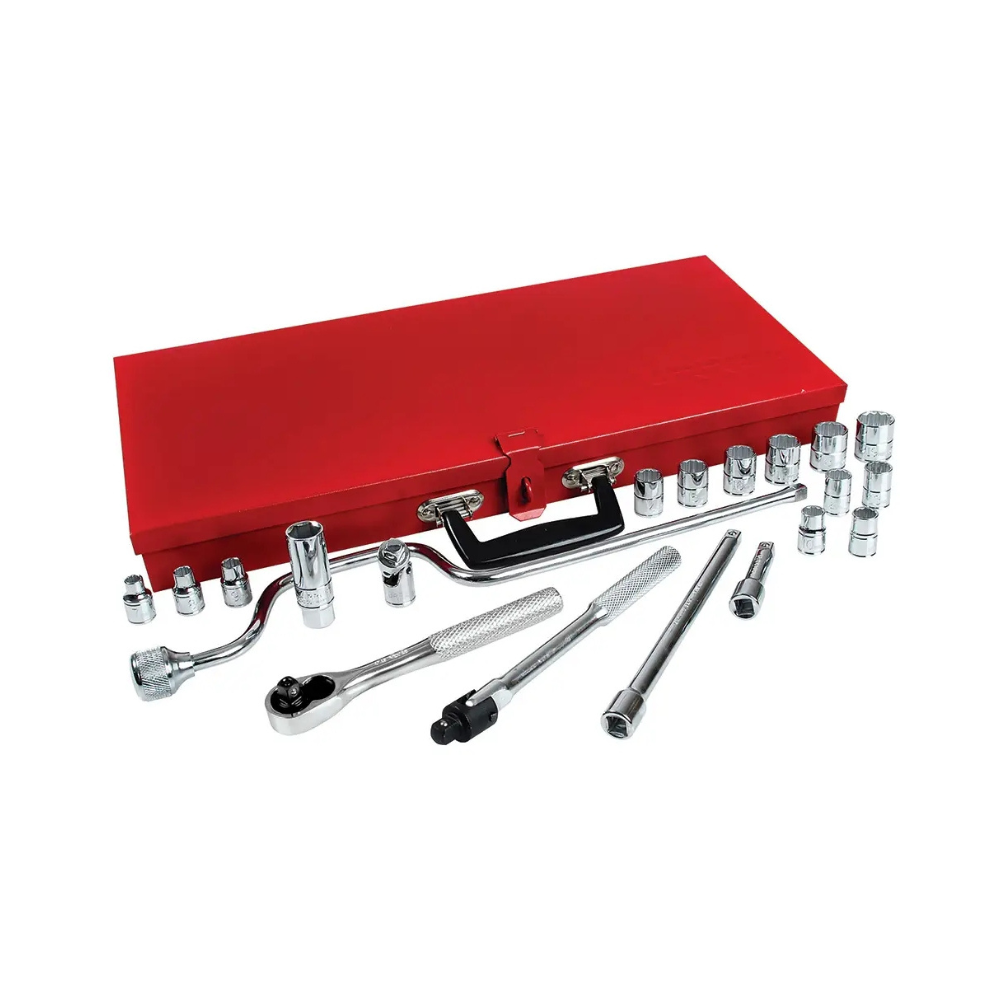 Juego de dados y accesorios cuadro de 3/8" métrico, 21 piezas Urrea