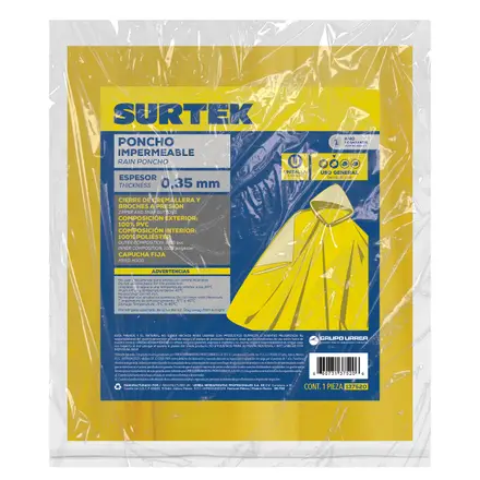 Poncho impermeable sin reflejante con interior de poliéster unitalla
