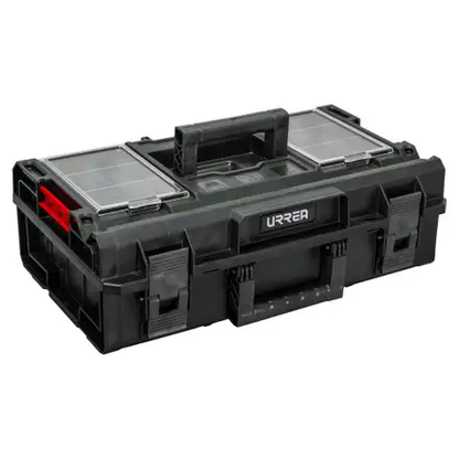Caja portaherramientas plástica con compartimentos color negro 23" x 15" x 7"