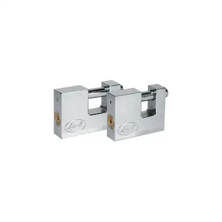 Candado de acero para cortina metálica 80 mm, cromo satinado, llave estándar